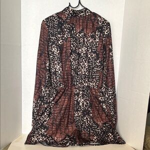 Animal Print Long Sleeve Dress